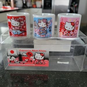 NIB Sanrio Hello Kitty Japanese Ceramic Shot Glass Set of Three